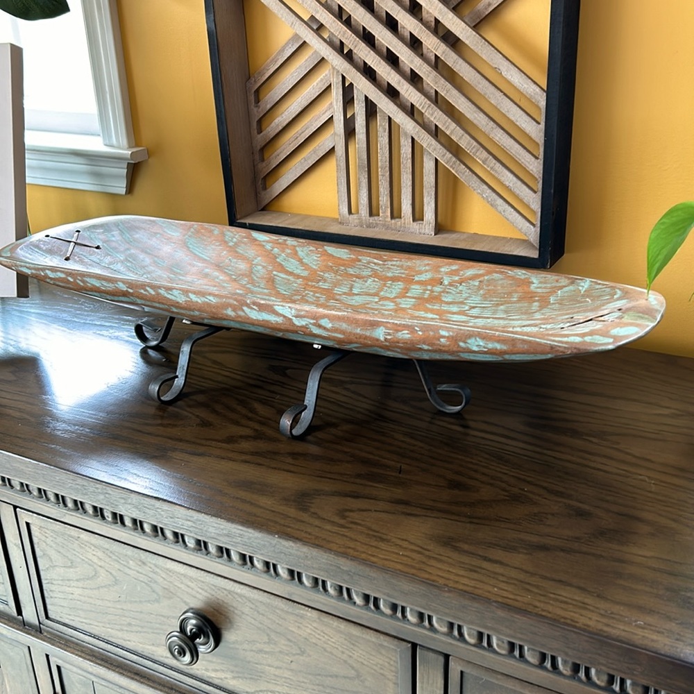 Custom made by hand.  Dough bowl and stand.  Purchased at a tradesman show.